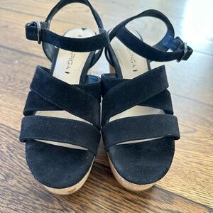 Via Spiga Womens Crossed Strappy Ankle Buckled Platform Sandals Black Size 6